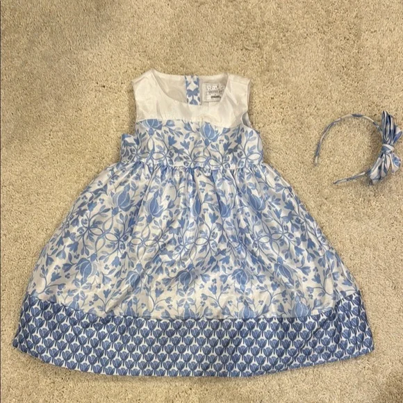 Gymboree Blue and White Sleeveless Dress and Headband 3T - Picture 1 of 6